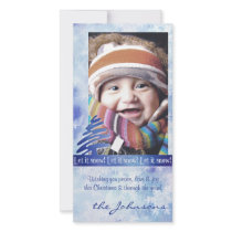 Blue & White Snowflake "Let it Snow!" Photo Card