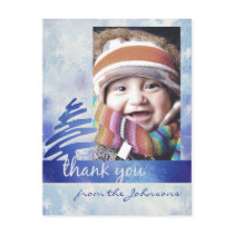 Blue & White Snowflake "Thank You" Photo Postcard