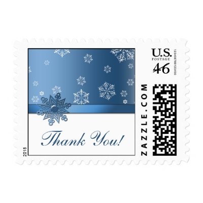 Blue & White Snowflake Thank You Postage