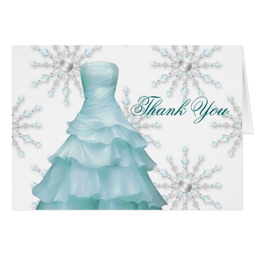 Blue White Snowflakes Quinceanera Thank You Cards Zazzle
