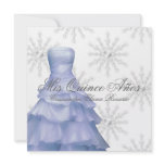 Blue White Snowflakes White Quinceanera Personalized Announcement