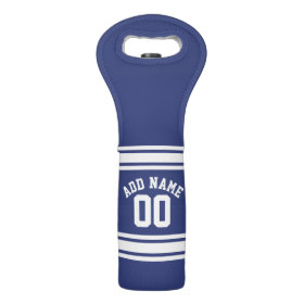 Blue White Sports Jersey with Your Name Number Wine Bags