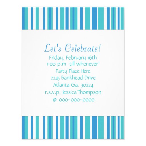 Blue & White Stripe 13th Birthday Invitation