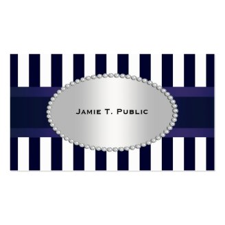 Blue White Stripe Blue Ribbon, Gold Framed Label P Business Card Templates
