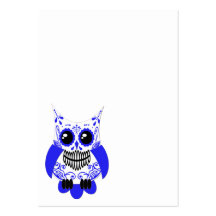 Blue White Sugar Skull Owl Business Card