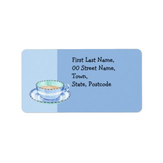 Blue White Teacup blue Address Label label