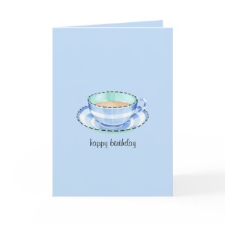Blue White Teacup blue Birthday Card card