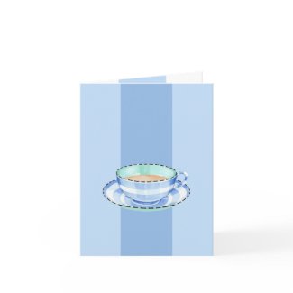 Blue White Teacup blue Note Card card