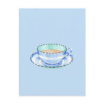 Blue White Teacup blue Postcard