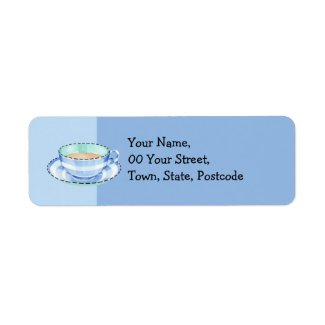 Blue White Teacup blue Return Address Label label