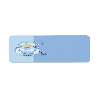 Blue White Teacup blue small Gift Tag label