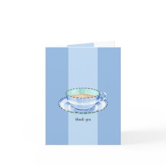 Blue White Teacup blue Thank You Note Card card