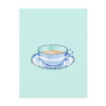 Blue White Teacup green Postcard
