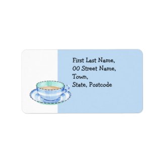 Blue White Teacup white blue Address Label label