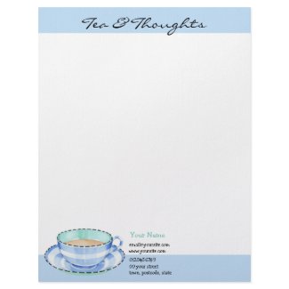 Blue White Teacup white blue Letterhead letterhead