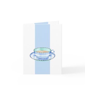Blue White Teacup white blue Note Card card