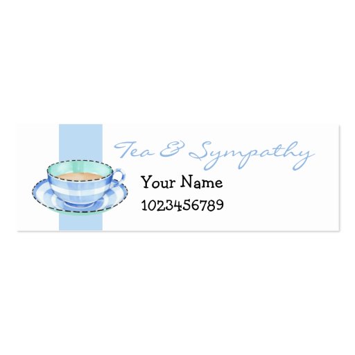 Blue White Teacup white blue small Business Card (front side)