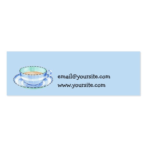 Blue White Teacup white blue small Business Card (back side)