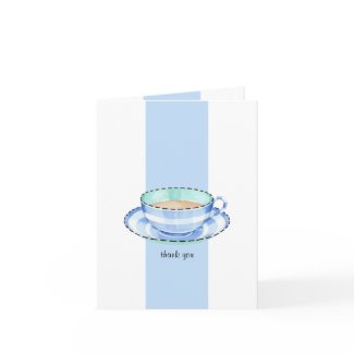 Blue White Teacup white blue Thank You Note Card card