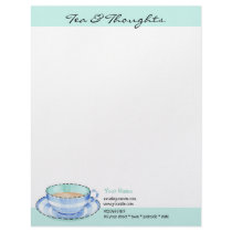 Blue White Teacup white green Letterhead