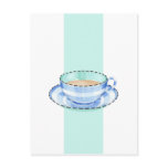 Blue White Teacup white green Postcard