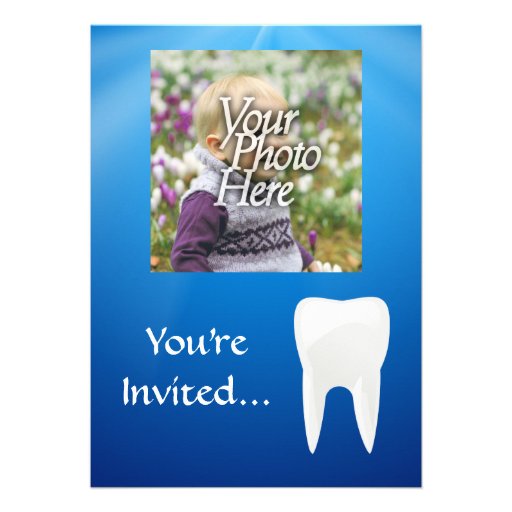 Blue/White Tooth Photo Invitation