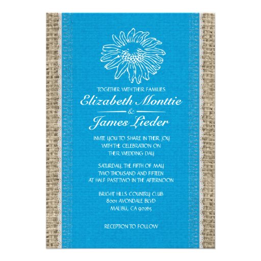 Blue & White Vintage Lace Wedding Invitations