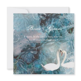 Blue white vintage wedding engagement invitation