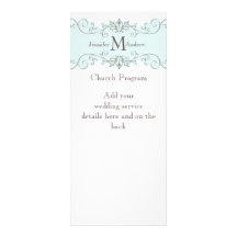 Blue White Vintage Wedding Programs Customized Rack Card
