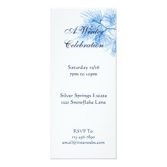 Blue White Winter Pine Custom Holiday Invitations