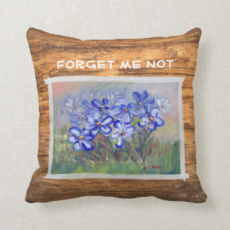 Blue Wildflowers in a Field Fine Art Painting Pillows