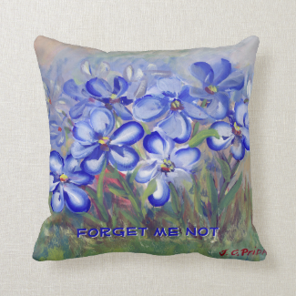 Blue Wildflowers in a Field Fine Art Painting Pillows