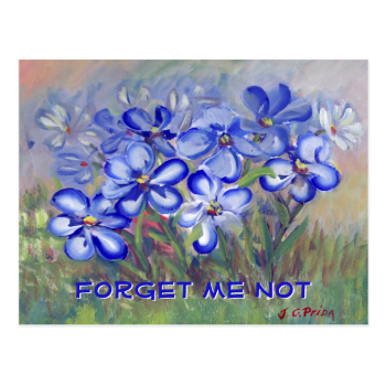 Blue Wildflowers in a Field Fine Art Painting Post Cards