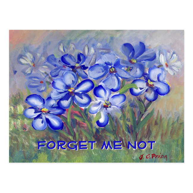 Blue Wildflowers in a Field Fine Art Painting Post Cards