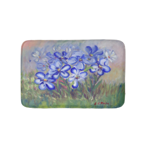 Blue Wildflowers in a Field Fine Art Painting Bath Mats