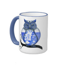 Blue Willow Owl mugs