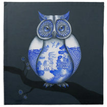 Blue Willow Owl Napkin