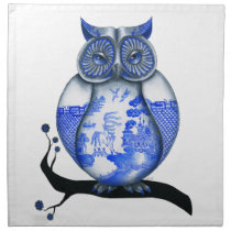 Blue Willow Owl Napkin
