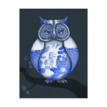 Blue Willow Owl postcards