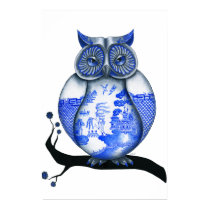 Blue Willow Owl posters