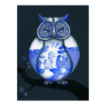 Blue Willow Owl posters