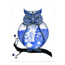 Blue Willow Owl posters