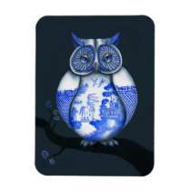 Blue Willow Owl premium magnets