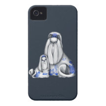 Blue Willow Shih Tzus iPhone 4 Case-Mate Cases