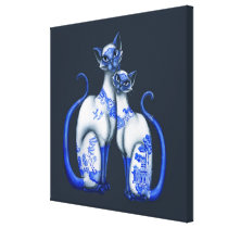 Blue Willow Siamese Cats canvas prints