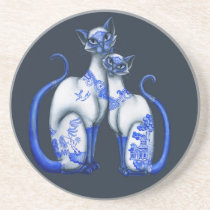Blue Willow Siamese Cats coasters