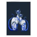 Blue Willow Siamese Cats Greeting Cards