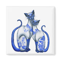 Blue Willow Siamese Cats magnets