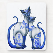 Blue Willow Siamese Cats mousepads