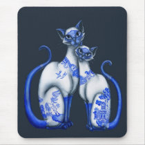 Blue Willow Siamese Cats mousepads